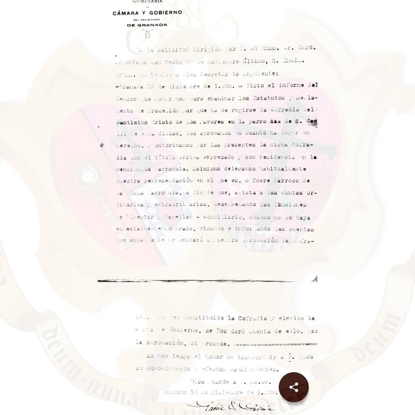 Aprobación de los Estatutos de la Hermandad (1929)