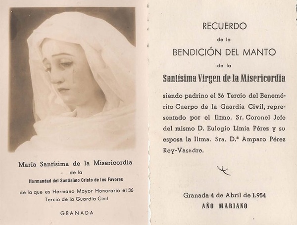 Recuerdo Bendición Manto Misericordia (1954)