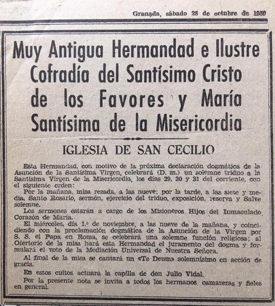 Diario IDEAL, Dogma de la Asunción de la Virgen (1950)